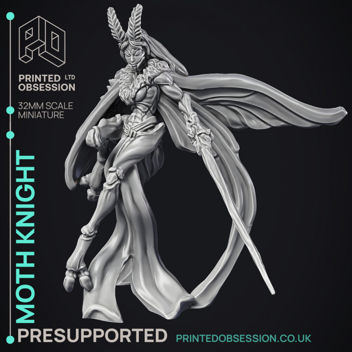 Moth Knight - Medium Fighter - PRESUPPORTED - 32mm Scale image