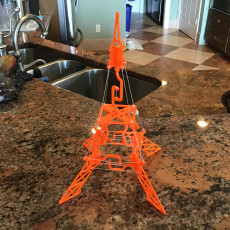 Picture of print of The Impossible Eiffel Tower - fully 3D printed tensegrity structure in a gift card format