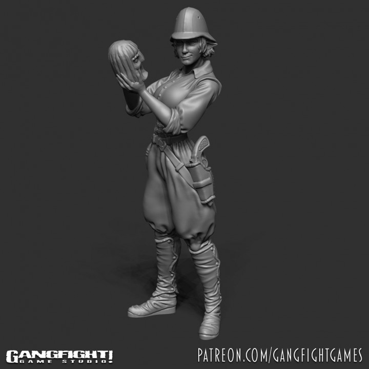 3D Printable Angeline - Elf Archaeologist by Gangfight Games