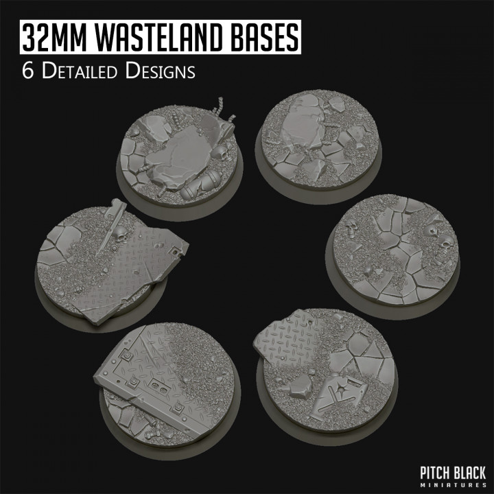 32mm Wasteland Bases - Detailed image