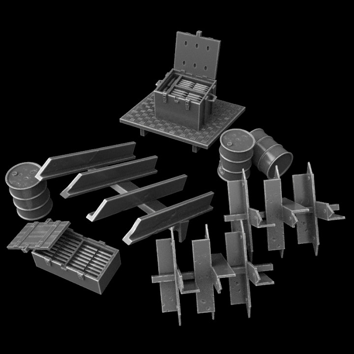 set of barricades and tokens for board games image