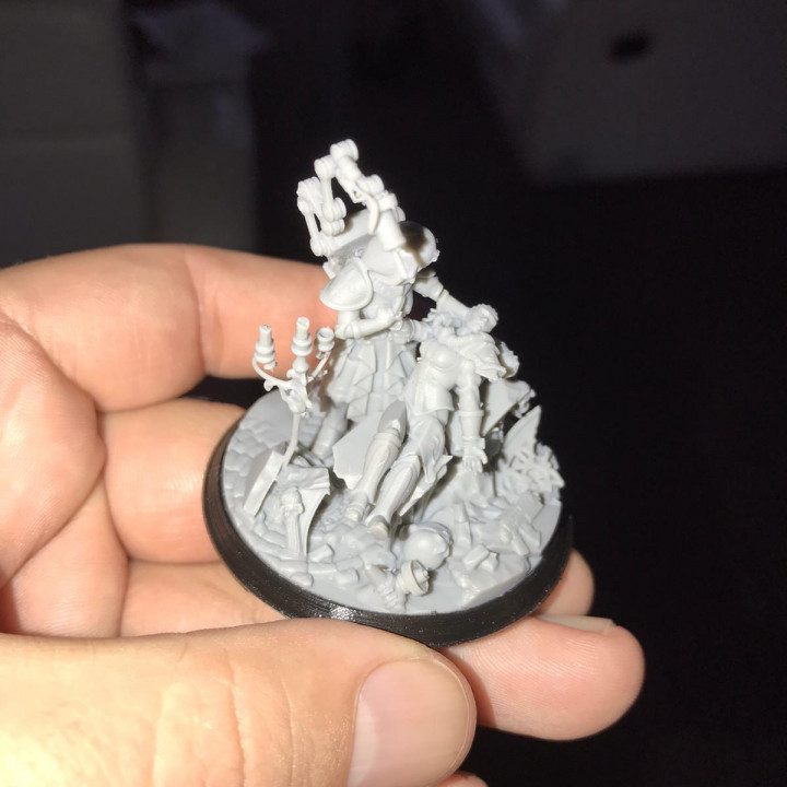 Warzone Nurse with wounded battle nun on diorama ornate base. image