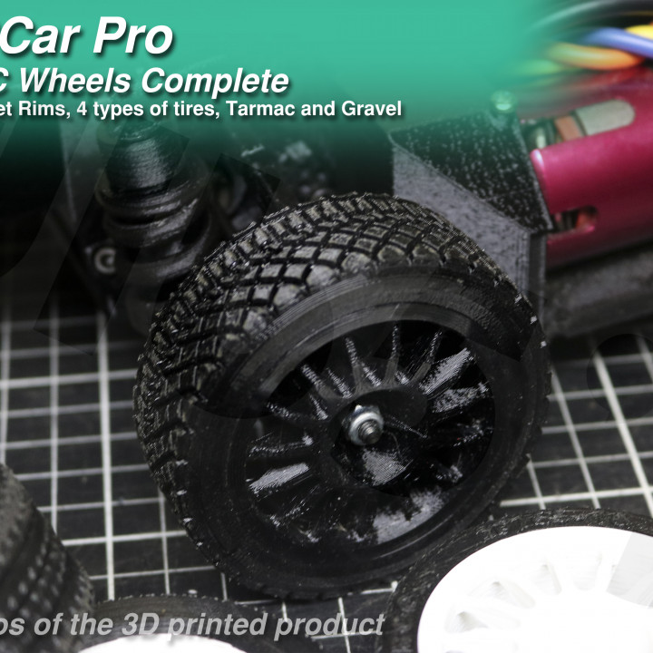 MyRCCar WRC Wheels 1/10 Complete, 5 Rims, 4 tires On-Road RC Car Wheels image