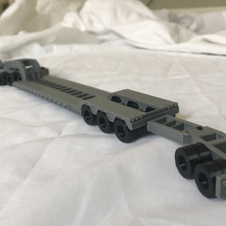 Lowboy Semi trailer with Jeep and Stinger 1/64 scale image