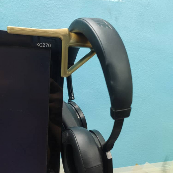 3D Printable Monitor Headphone Mount/Stand by BouncyKnight
