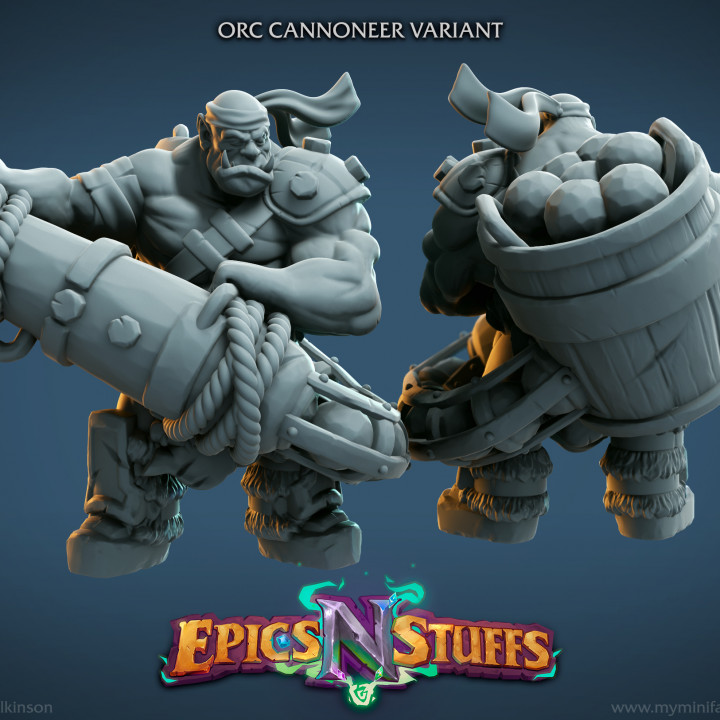 Orc Cannoneer Variant Miniature - pre-supported image