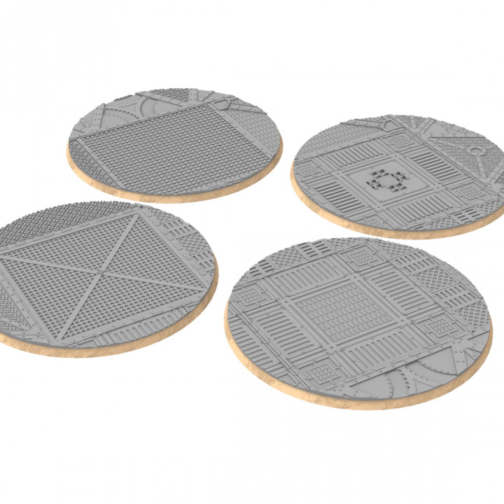 Round, oval, square, rectangular, hexagonal, industrial textured bases x1000 image