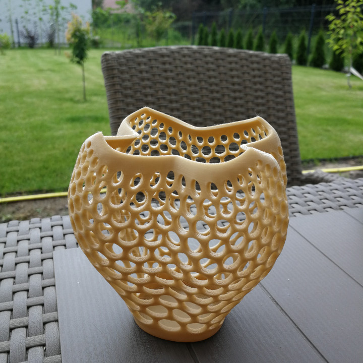 Strawberry-like voronoi style vase image
