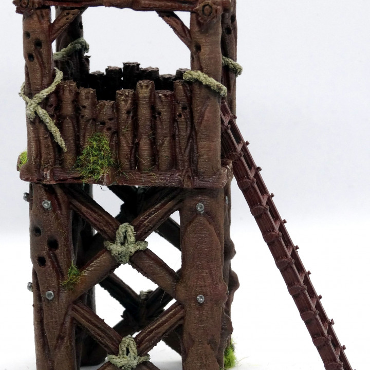 Outpost watch tower and palisade walls image