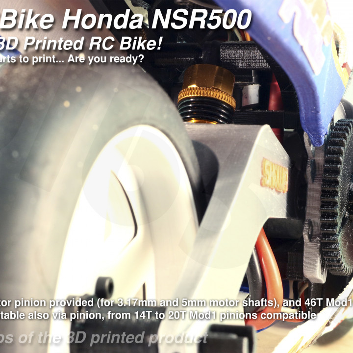 MyRCBike NSR500, First 1/5 3D Printed Hobby Level RC Bike image