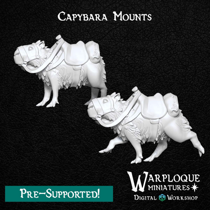 3D Printable Capybara Mounts by Warp Miniatures