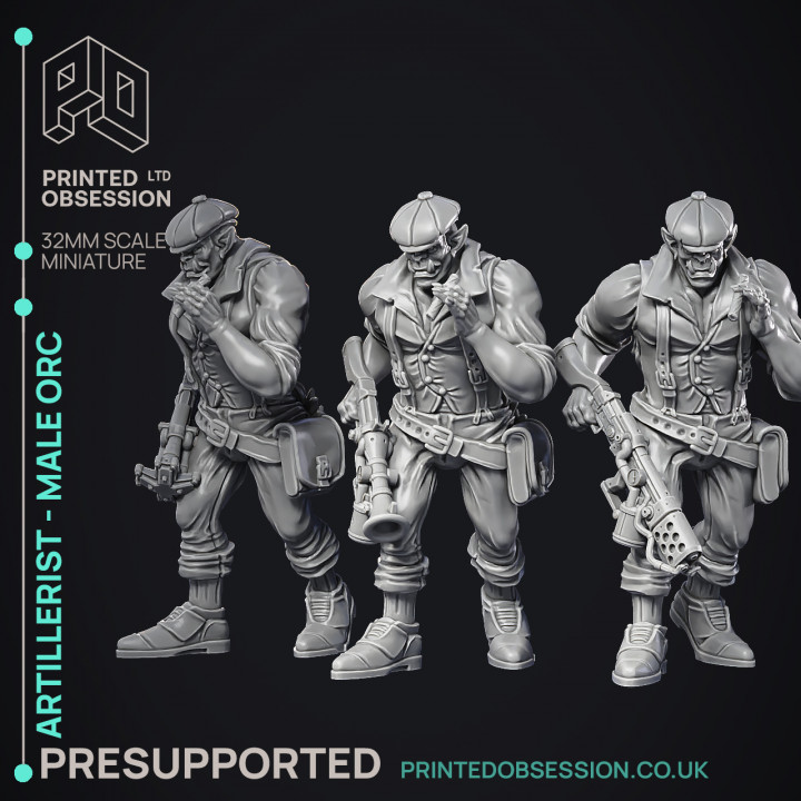Artificer - Artillerist - Male Orc - PRESUPPORTED - 32mm Scale image