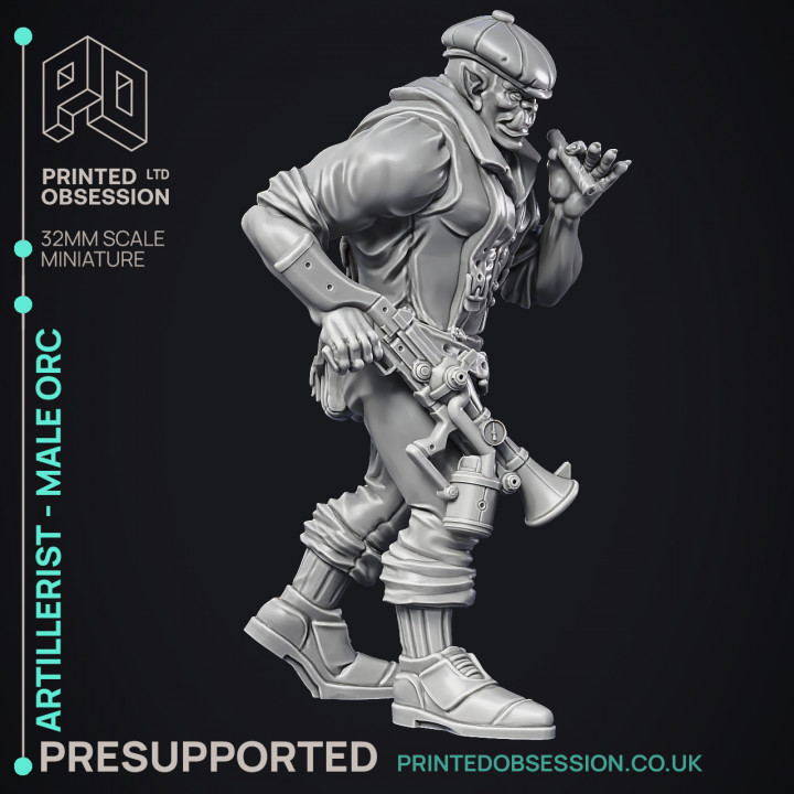 Artificer - Artillerist - Male Orc - PRESUPPORTED - 32mm Scale image