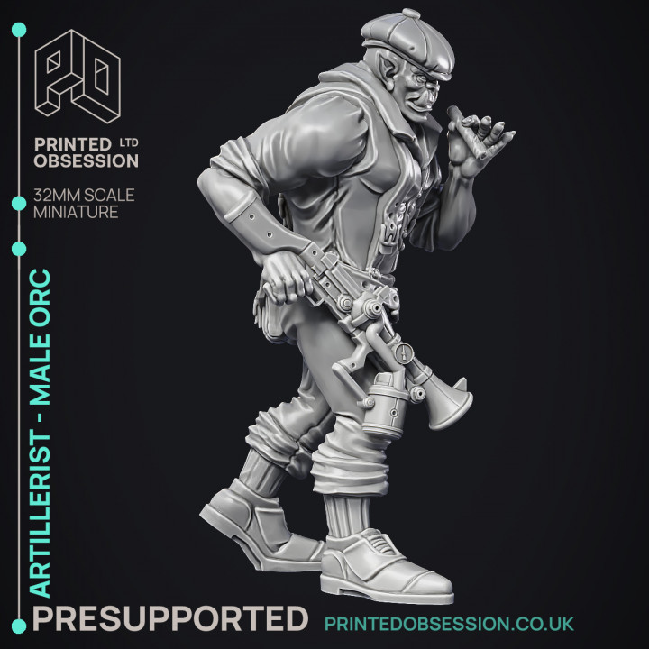 Artificer - Artillerist - Male Orc - PRESUPPORTED - 32mm Scale