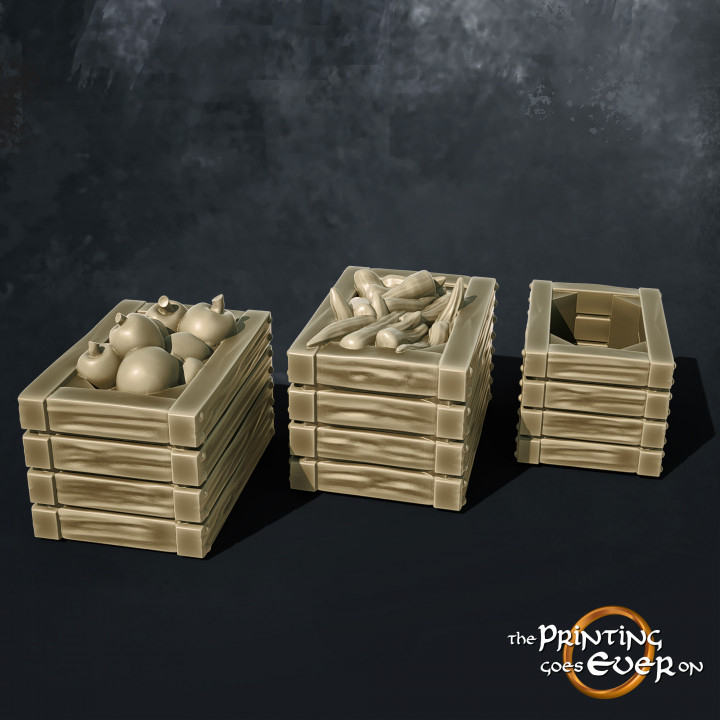 Wooden Crates with Fruit and Vegetables image