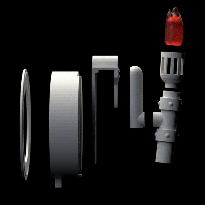 Wall Torch Kit, 28mm scale tealight mod, Pre Supported. image