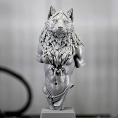 Picture of print of Oleana the Werewolf Queen bust pre-supported