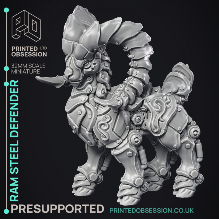 Ram Steel Defender - Artificer Construct - PRESUPPPORTED - 32mm Scale image