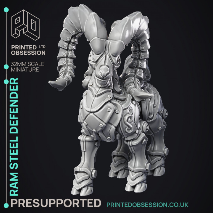 Ram Steel Defender - Artificer Construct - PRESUPPPORTED - 32mm Scale image