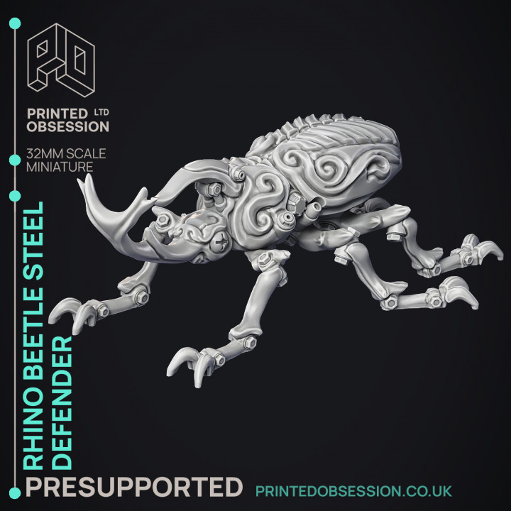 Rhino Beetle Steel defender - Artificer Construct - PRESUPPORTED - 32mm Scale image