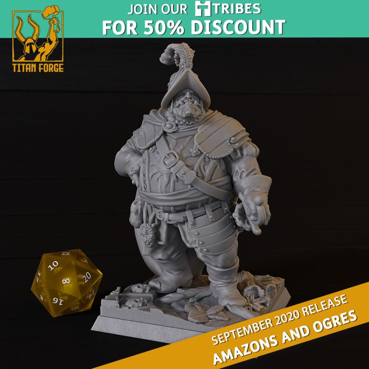 3D Printable Ogre Conquistador Captain by Titan Forge Miniatures