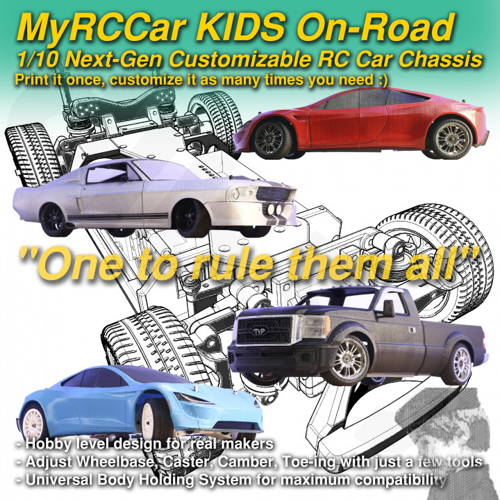 MyRCCar KIDS On-Road, 1/10 Next-Gen Customizable RC Car Chassis image