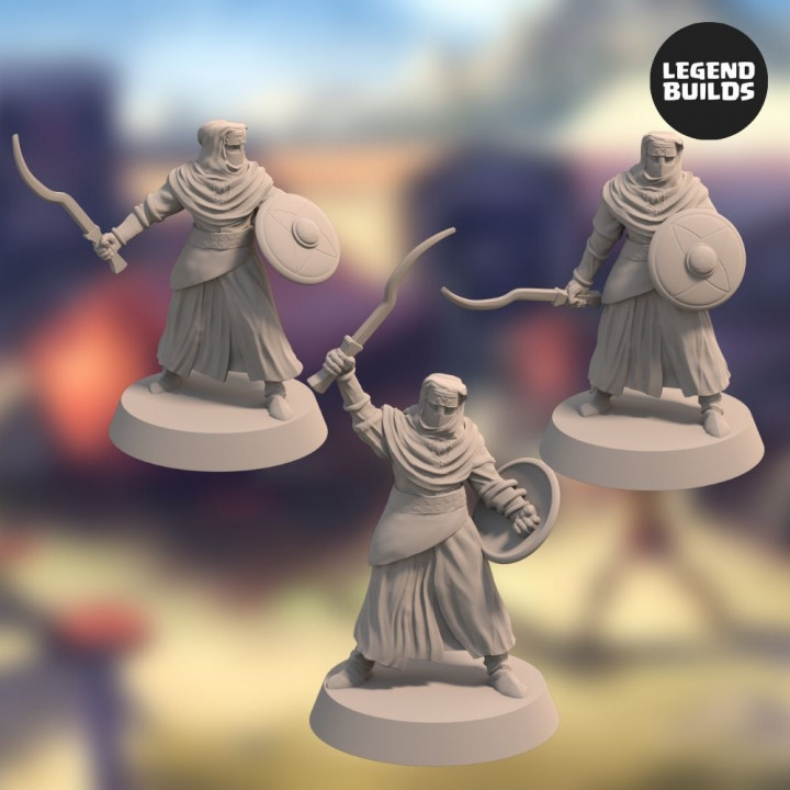 Night’s Cult Followers with Swords and Shields Bundle (3 miniatures) - Miniature – STL file image