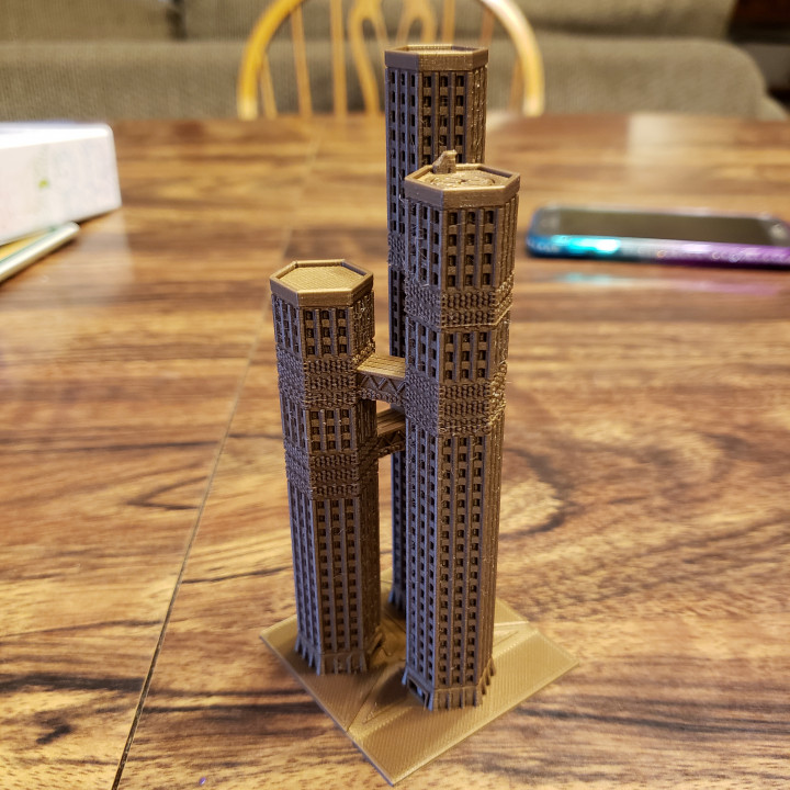 Triple Tower Skyscraper for Small Scale Wargames image