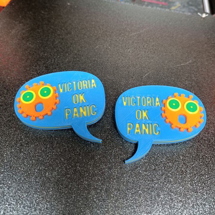 Wear A Mask and Panic Now badges collection image