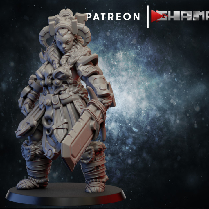 3D Printable barbarian champion on foot and bull horseback supports