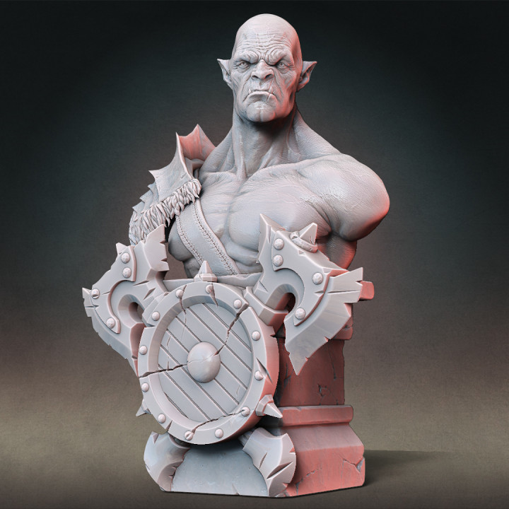 Orc Bust w/ Custom Plinth (Presupported) image