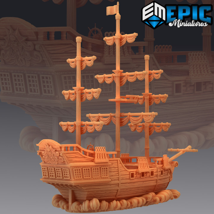 Pirate Ship The Menace / Corsair Sailing / Galleon / Playable Interior / Pre-Supported