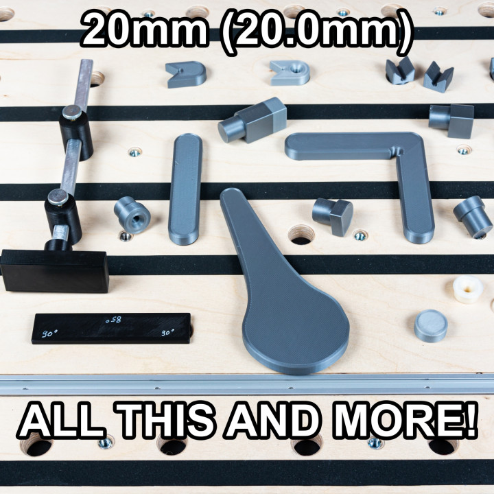 20mm (20.0mm) Bench Dog Set with Levers, Cams, Stops, etc image