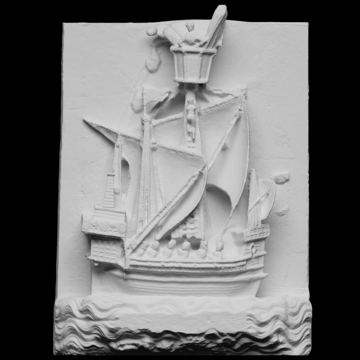 High-relief of a boat image
