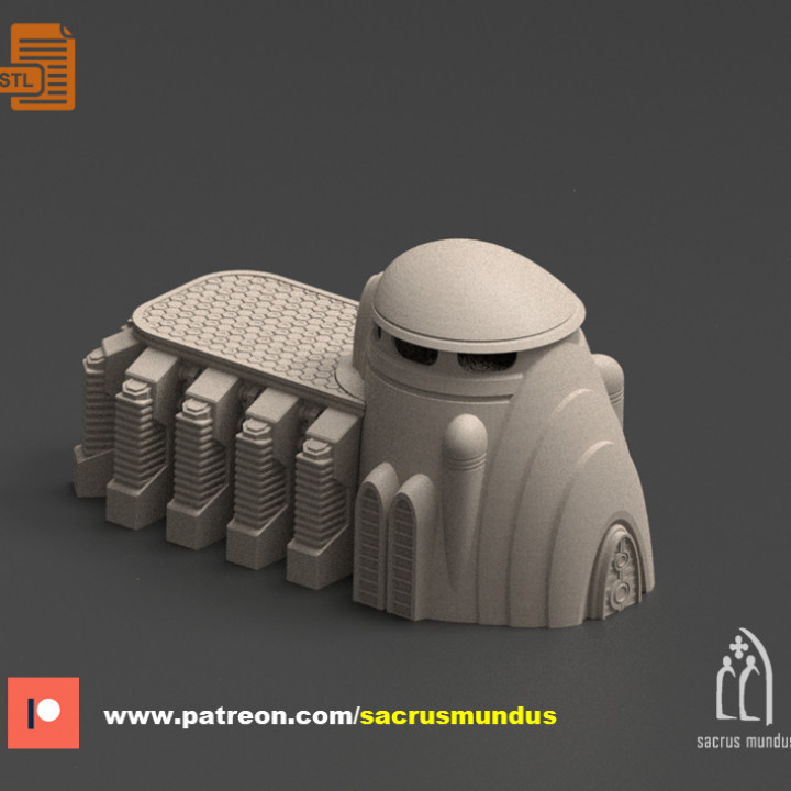The Thriving Planet. 3d Printing Designs Bundle. Futuristic Scifi Buildings, Rocks and Generators. Terrain and Scenery for Wargames image