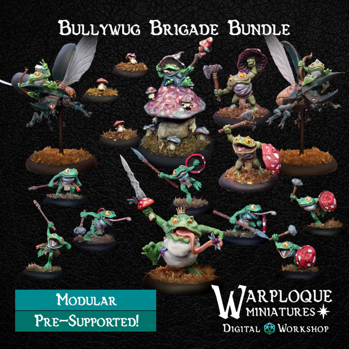 3D Printable Bullywug Brigade Bundle by Warp Miniatures