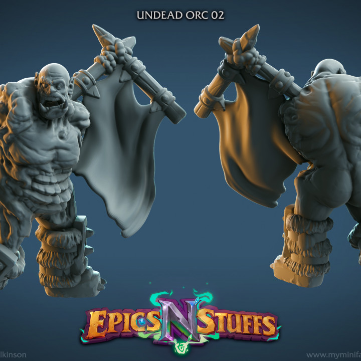 Undead Orc 02 Miniature - pre-supported image