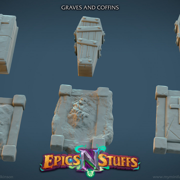 Graves and Coffins miniatures - pre-supported image