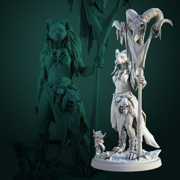 Meirsoa Gnoll Matriarch 32mm and 75mm pre-supported image