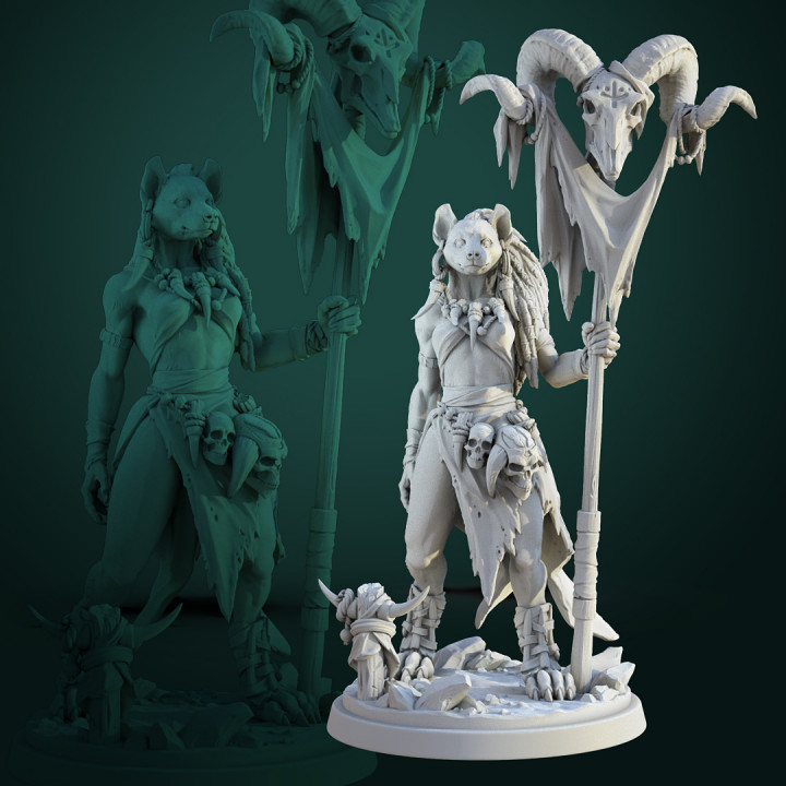 Meirsoa Gnoll Matriarch 32mm and 75mm pre-supported image