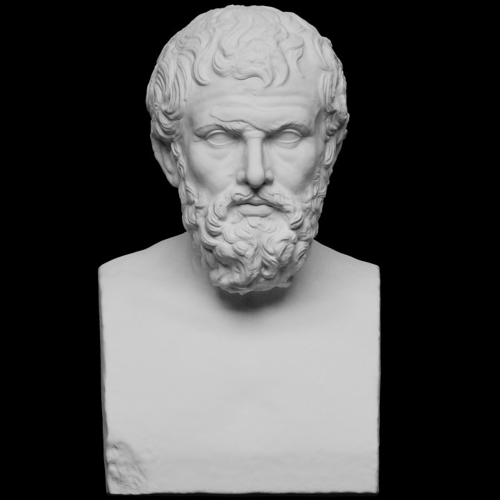 3D Printable Head of a Man on a Herm (known as Xenocrates) by Scan The