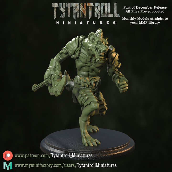 3D Printable Gnoll [Pre-Supported] by TytanTroll Miniatures