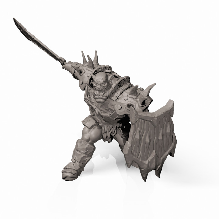 Black Orc Fighter - - Professionally pre-supported! image