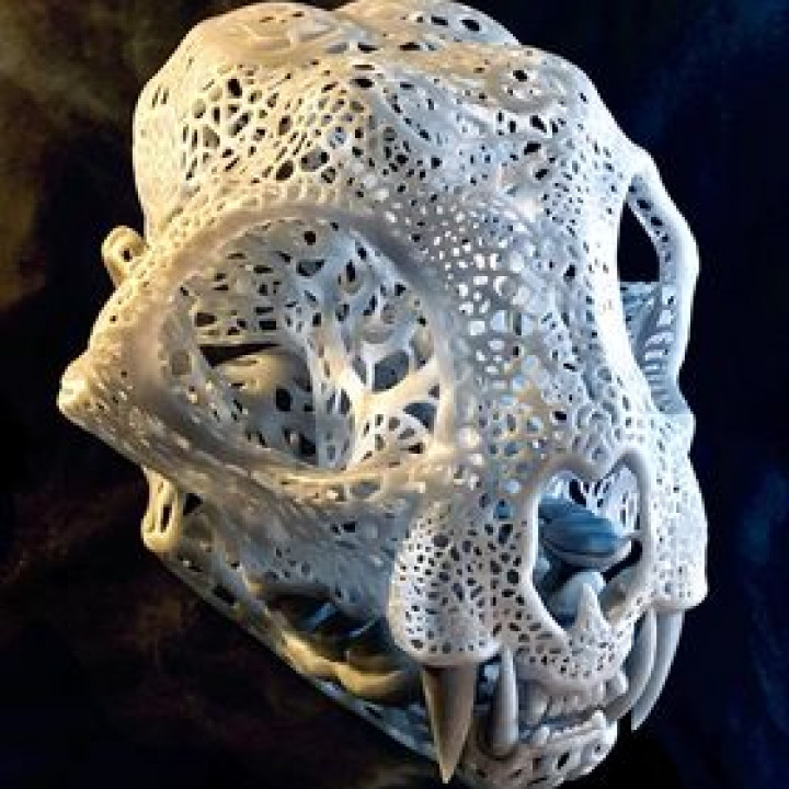 Filigree Anatomical Bobcat Skull - Pre-supported STL image