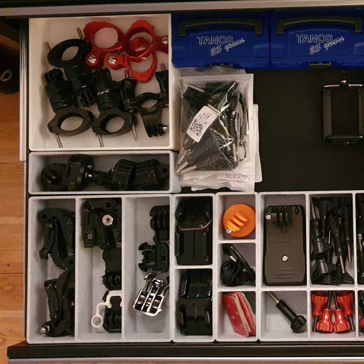 Square grid organizers, for Clas Ohlson tool chees, gopro accessories, Lego, tools, camera equpment and so much more image