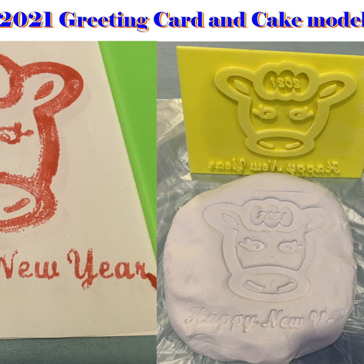3D print 2021 greeting card model and cake model image