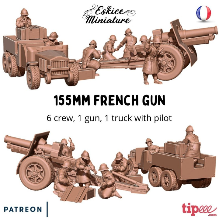 155mm gun + tractor - French army WW2 - 28mm for wargame image