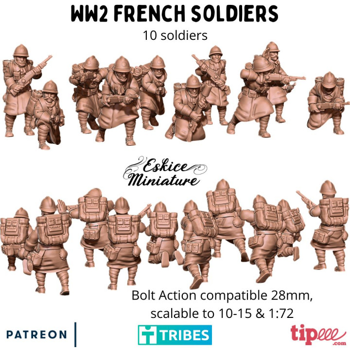 10 French soldiers - WW2 - 28mm image