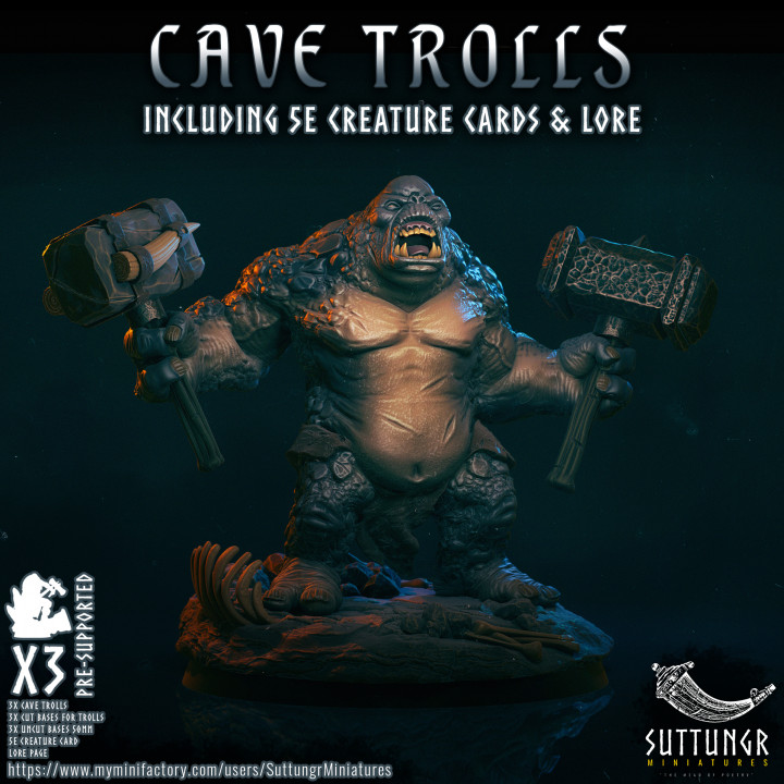 3x Cave Trolls - Pre-Supported image