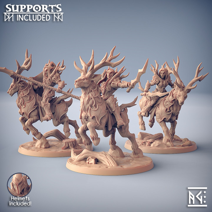 Sylvan Stag Riders - 3 Modular Units with mounts image